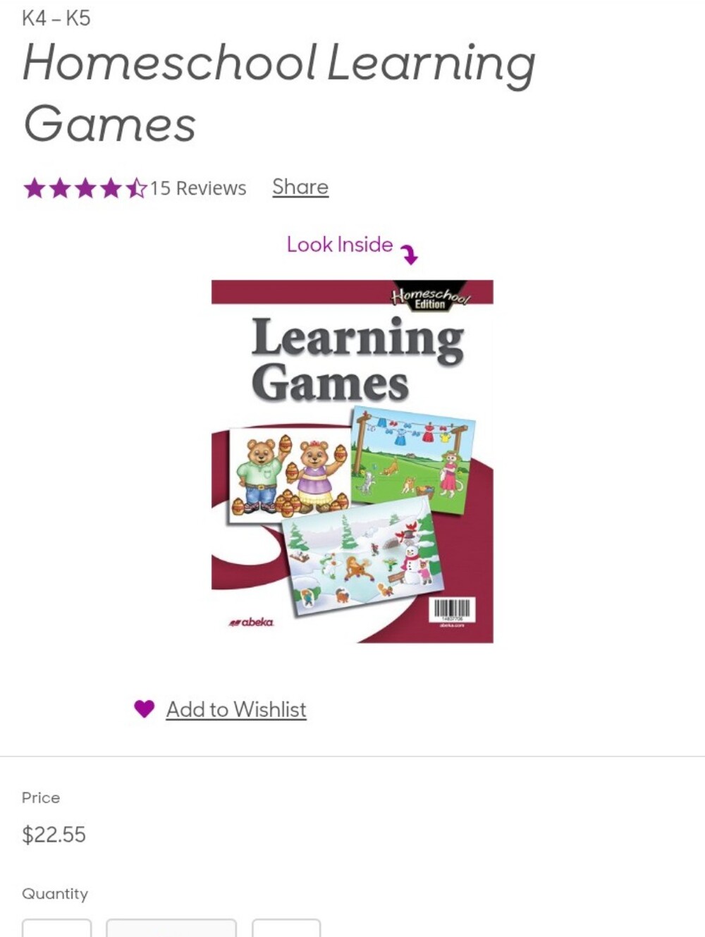 Abeka K5 Charts And Games - Picture 7 of 9